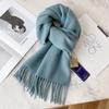 Womens White Wool Scarf Winter Warm Tassel Narrow Couple Style Student Fashion