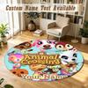 Animal Crossing Personalized Round Rug Support Custom Name, Soft Home Decor Mat