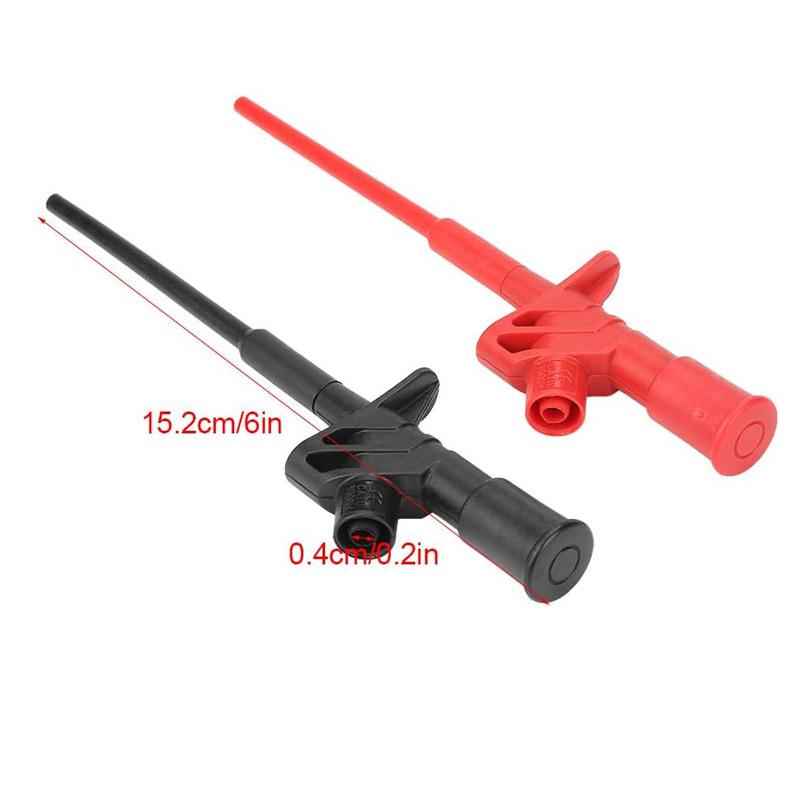 Insulated 4mm Banana Plug Multimeter Probe with Flexible High Voltage Differential Clip and Retractable Hook