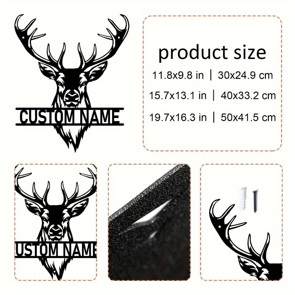 

Unique Tailorable Metal Deer Wall Sculpture Antlers Custom Hunting Name Plaque Artistic Holiday Decor Living Room 30cm