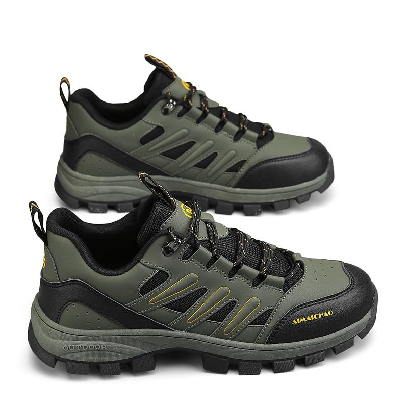 

Модная обувь для мужчин, походная обувь на открытом воздухе, кожаные повседневные кроссовки для ходьбы, скалолазания, водонепроницаемые, износостойкие, противоскользящие, новые мужские спортивные туфли 44 зелёный