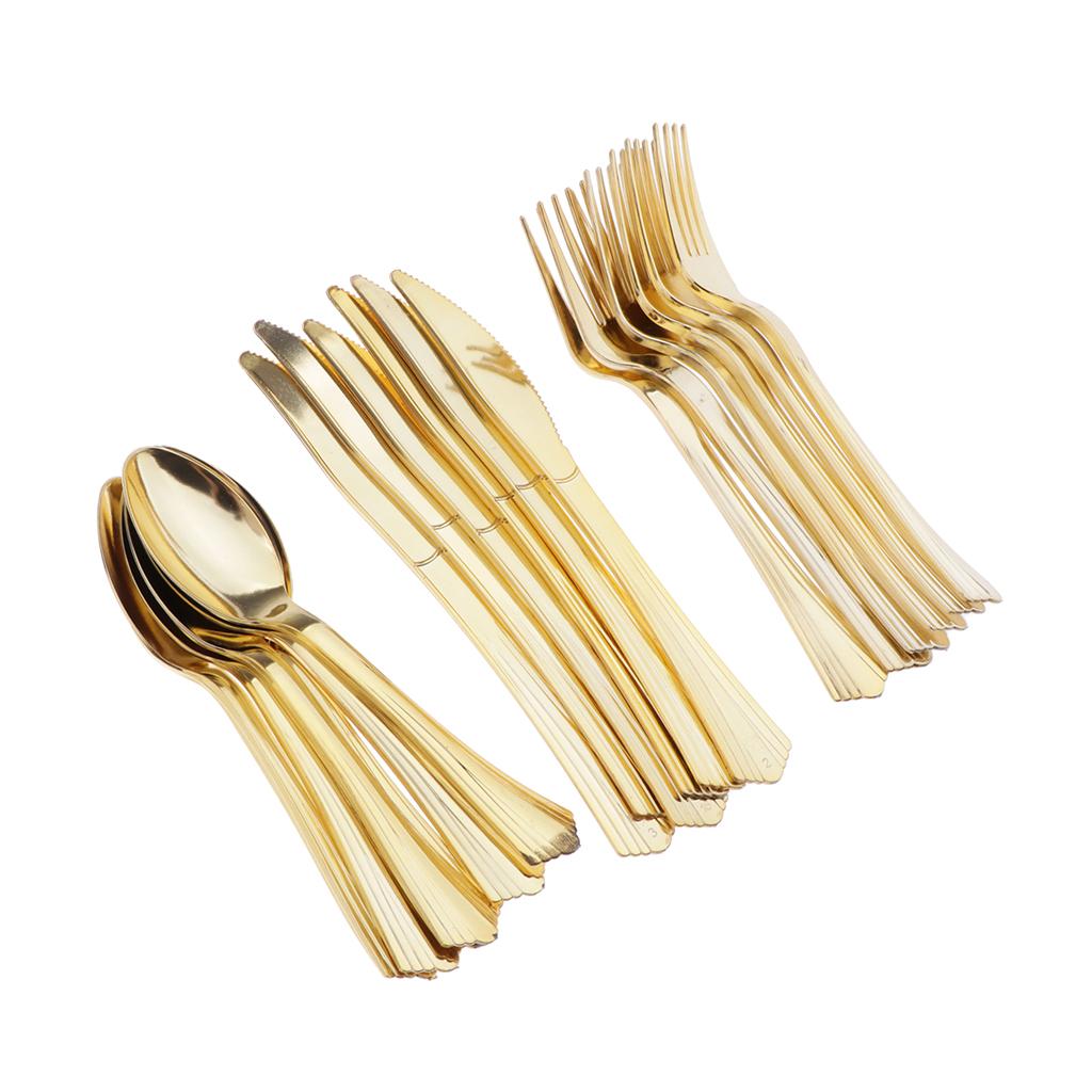 18 Pezzi Posate Monouso in Plastica per Torta Posate Tavola Forchette Coltelli Cucchiaini Set Posate Matrimonio Compleanno Festa Decorazione Fornitura