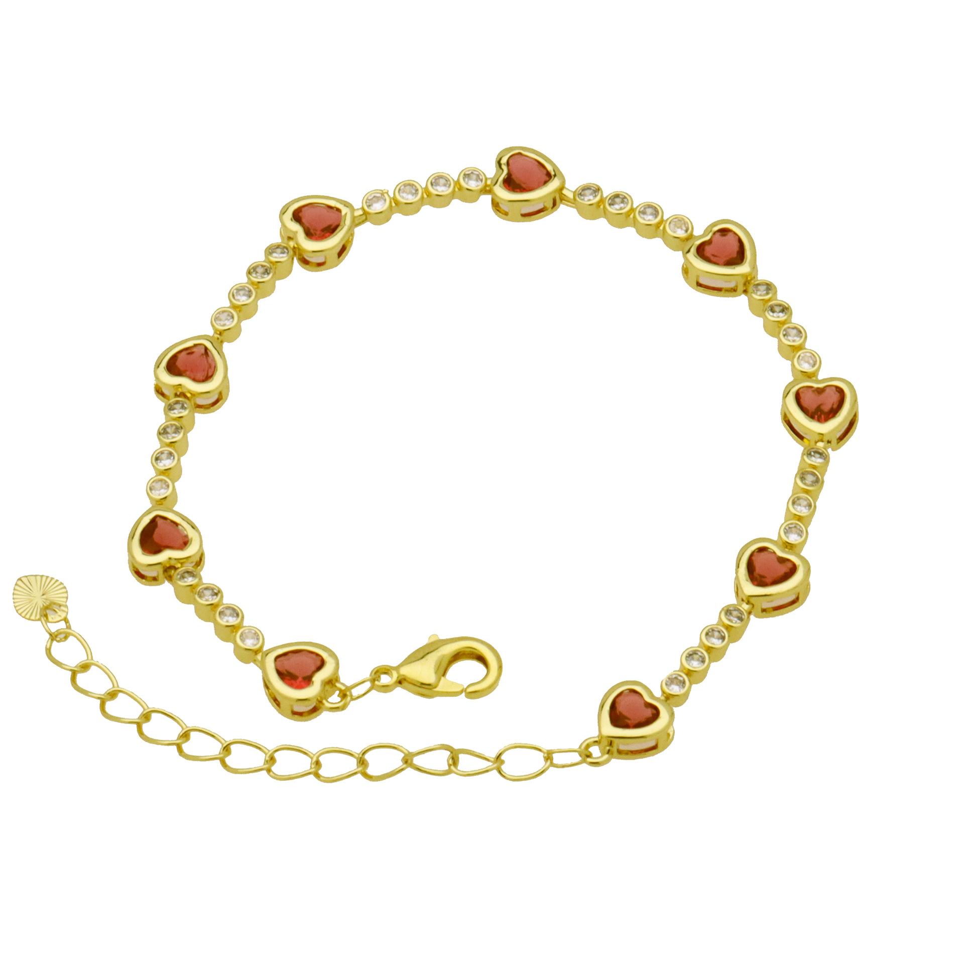 

Diandian Циркон Любовь Персиковое Сердце Инкрустированный Цветной Цирконий Медь Позолоченный Браслет-Сердце Цепочка-удлинитель