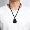 Daily new style black laughing Buddha pendant with beads necklace Buddha amulet men and women couple versatile accessory sweater chain