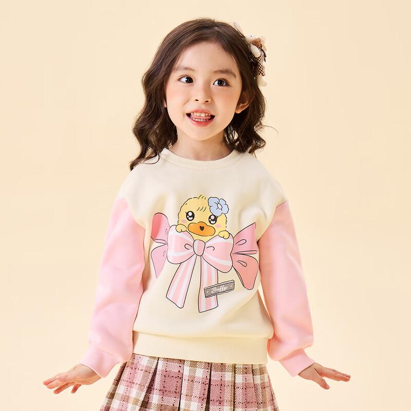 B.Duck Girls  Fleece Lined Winter Sweatshirt with Bow 110