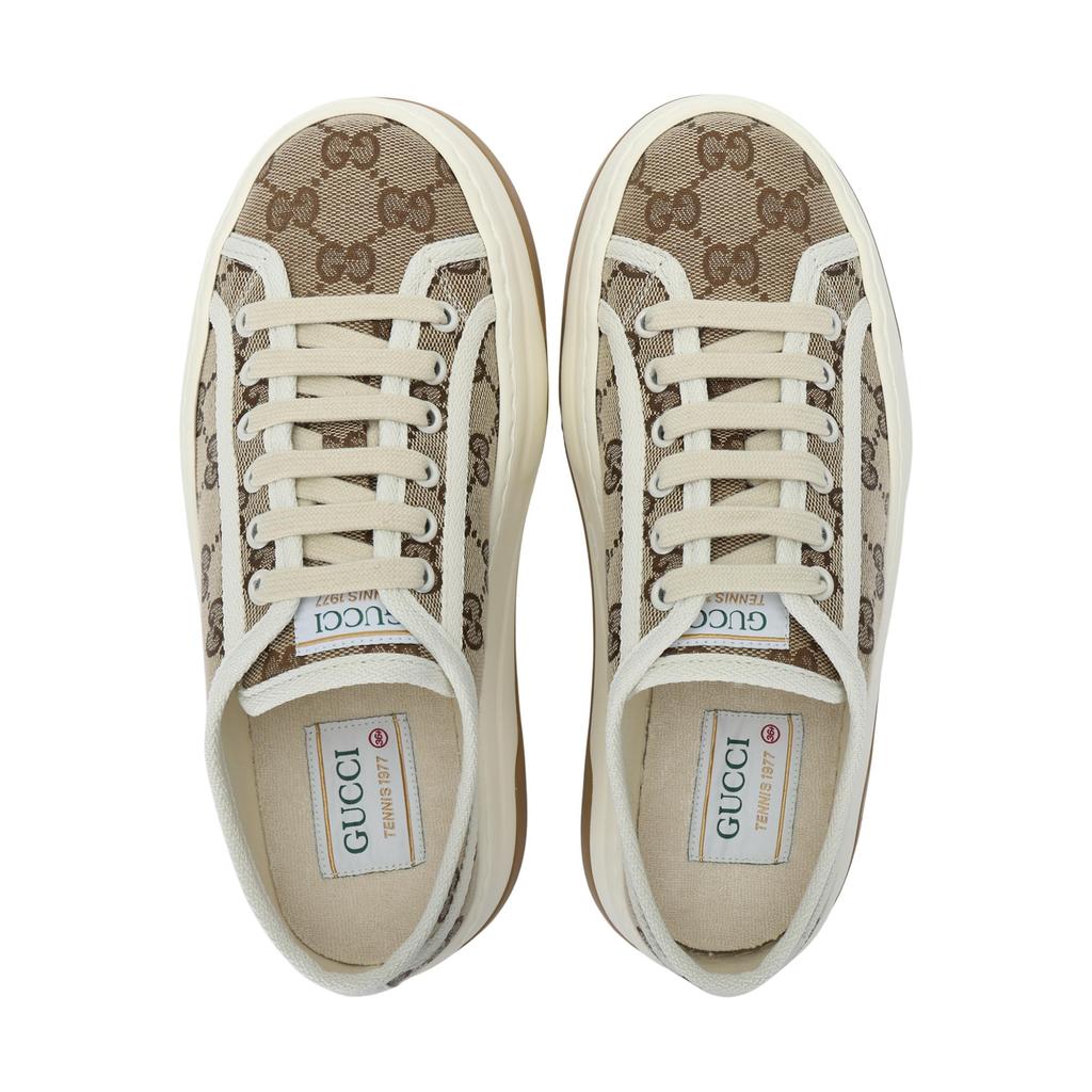 Gucci Dámska teniska GG 'Prepletené G - Béžová' (dámske veľkosti) Čierne / Béžové plátenné topánky 746766 20Q20 9745