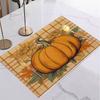 Halloween Linen Placemat Table Coffee Mat Orange Black Jack-o'-lantern Bat Plaid Pumpkin Gnome Happy Halloween Decorative