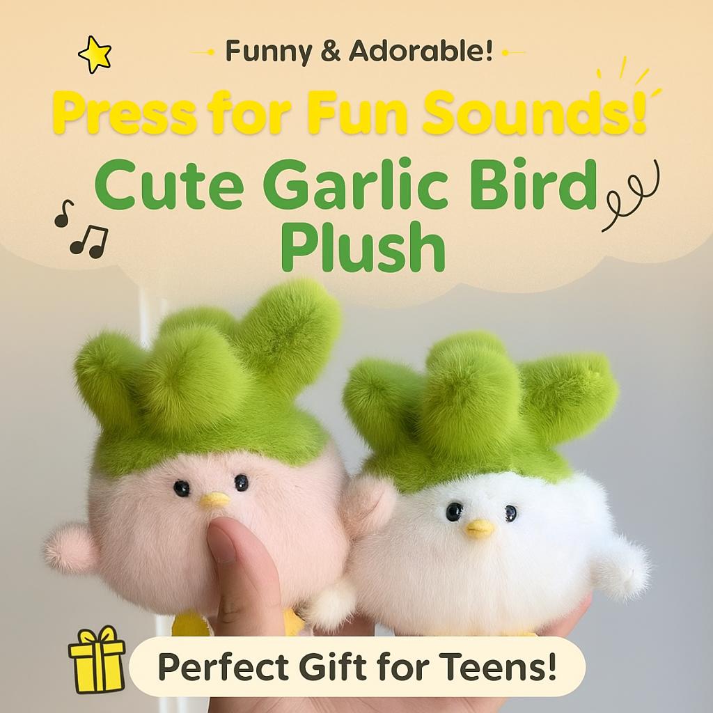 Funny Garlic Bird Talking Plush Toy Mini Chicken Cartoon Keychain for Teens, Stuffed Doll Gift, 11cm