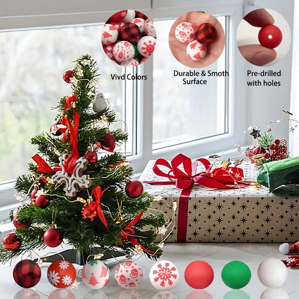 25/40PCS Christmas themed silicone bead set, perfect for DIY handmade crafts such as keychains, necklaces, bracelets, etc