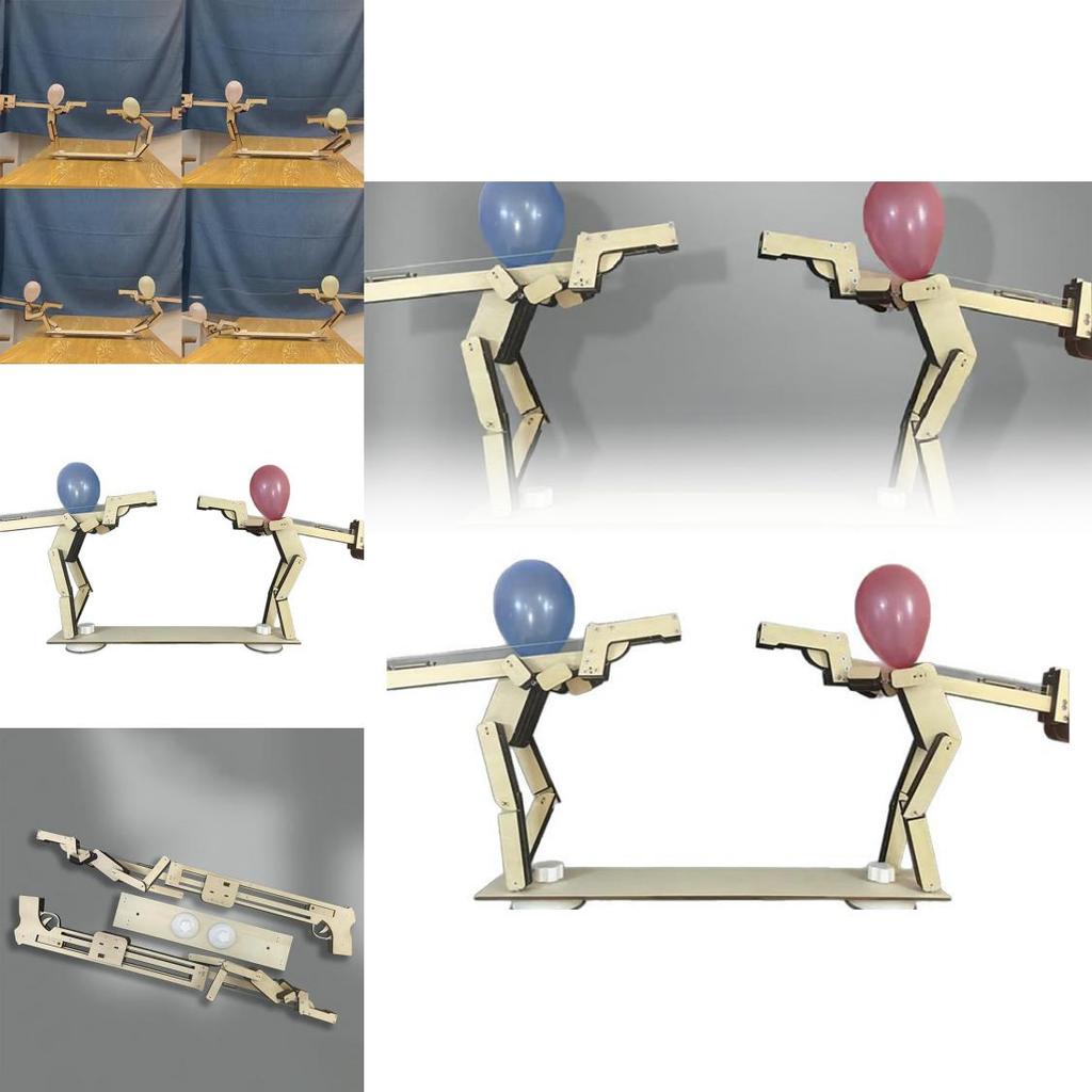 Manual Assembly Wooden Shooting Puppets Balloon Game Children Toys Set For Home And Party Play