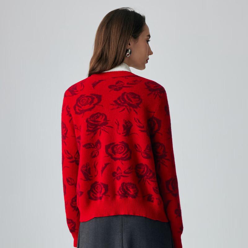 PALUOPO Women's Romantic Rose Cashmere Cardigan