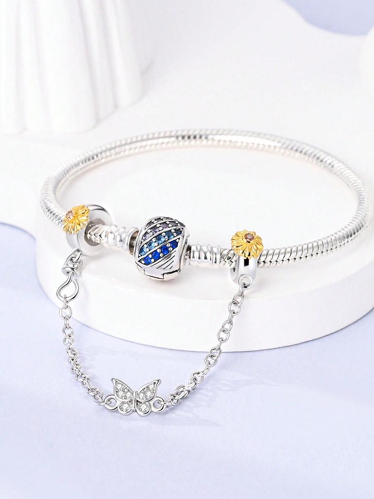 Butterfly Loves Safety Chains Beads Charm Copper Plated Fit Charms Copperoriginal Bracelet For Jewelry Making Diy Charm