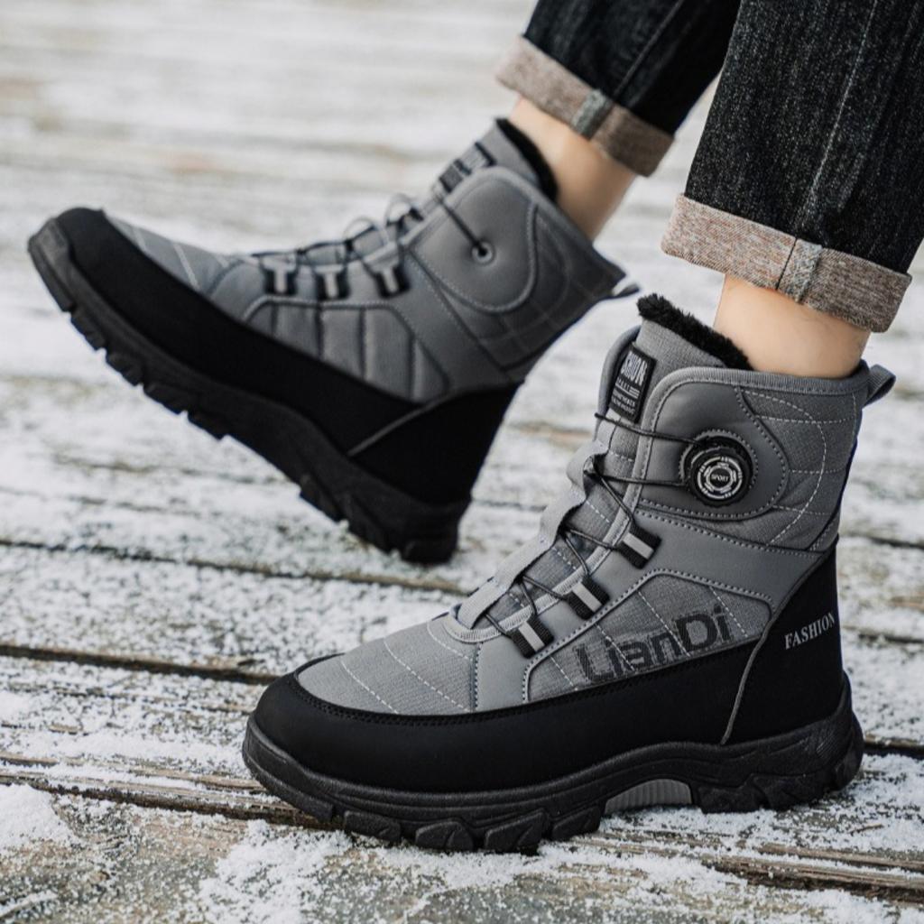 Thick Soled Shoes, Snow Boots, Plush, Thickened, Warm Shoes, Cotton Boots, Swivel Buckles, Breathable Men's Shoes