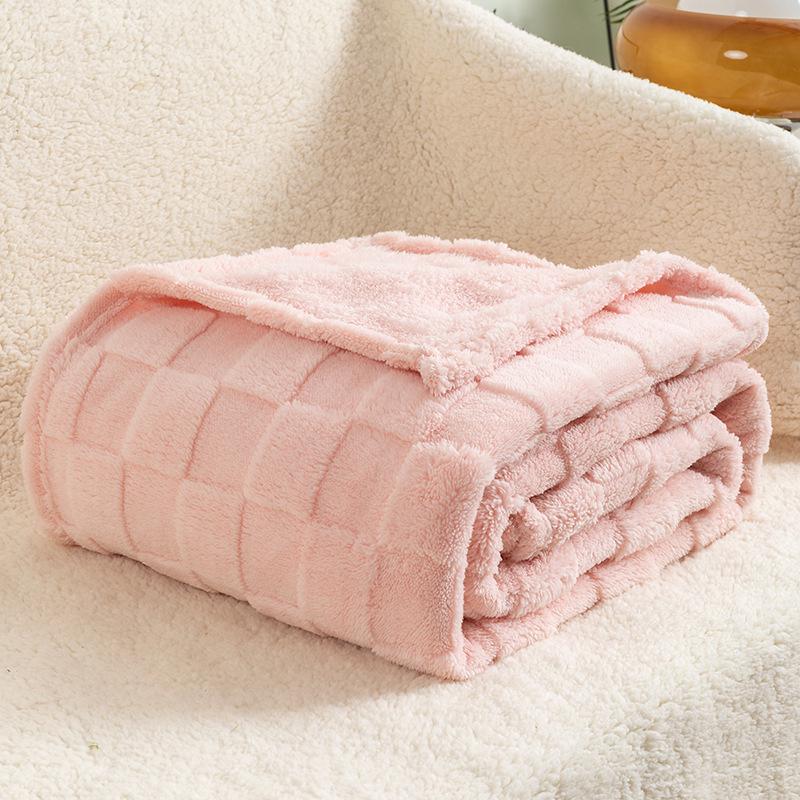 Soft Fluffy Checkerboard Sofa Cover: Taffeta Velvet & Cotton Jacquard Waffle Blanket