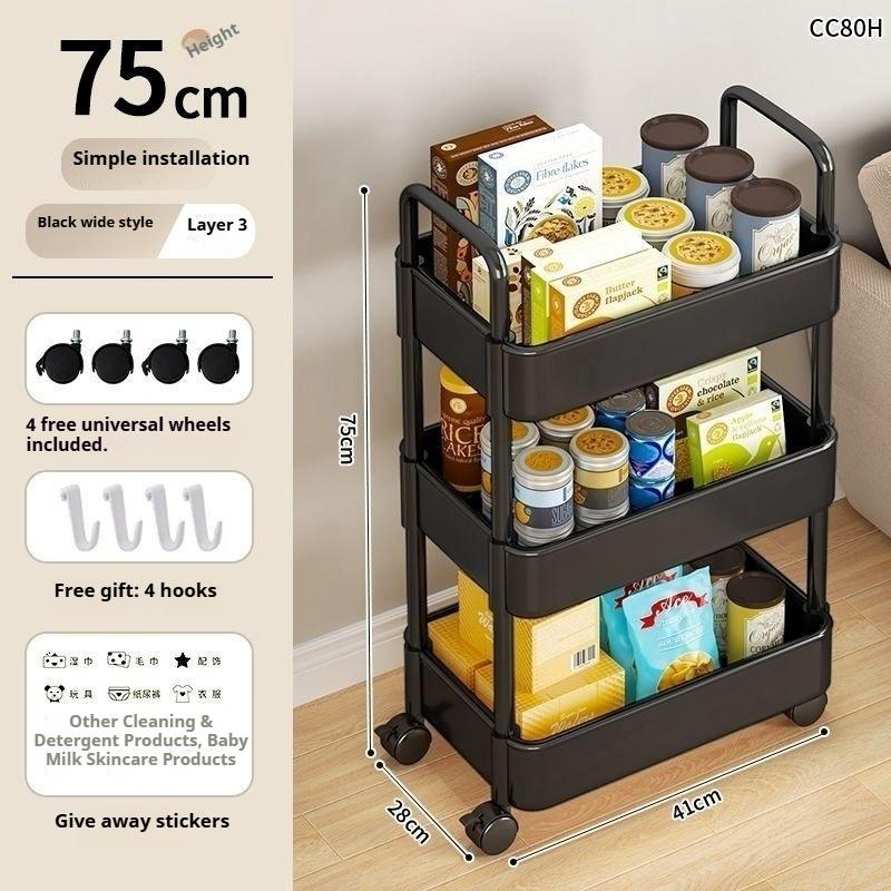 

Многоярусная мобильная стойка для хранения для ванной, кухни или спальни - напольная тележка-полка XL