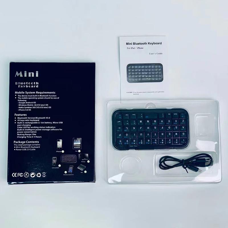 Mini Rechargeable Type-C Bluetooth 3.0 Keyboard Slim Wireless Pocket Keypad Portable 49 Keys Keyboard For Tablets Smartphones