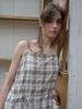 Elssibeui Cotton Plaid Check Strap Dress_Ivory