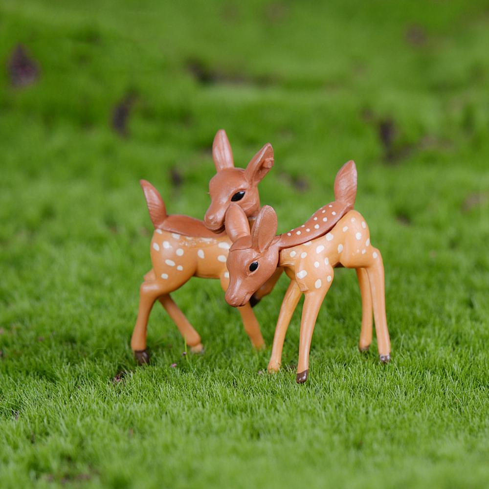 DIY Cute Bonsai Resin Craft Fairy Garden Sika Deer Animal Figurine Ornament Miniature