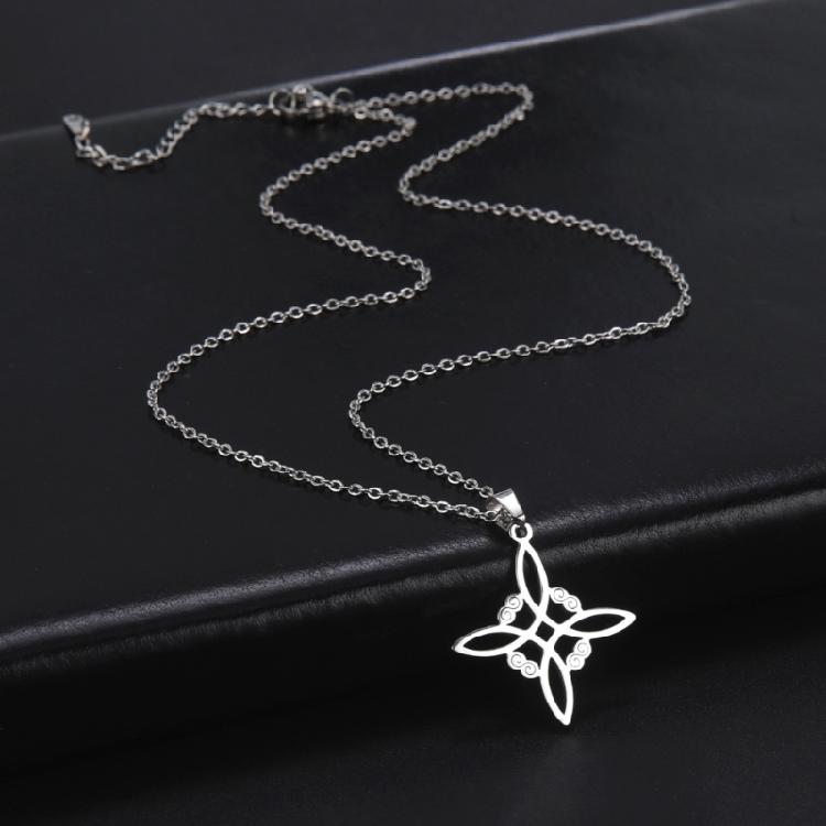 Stainless Steel Witchcraft Clavicle Chain Celtic-Witch-Knot Pendant Choker Chain
