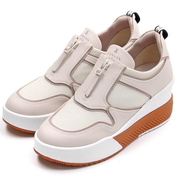Lanvin en Bleu Platform Sneakers Ivory Size Women's Zip-Up 2867, Combi, 23.5cm