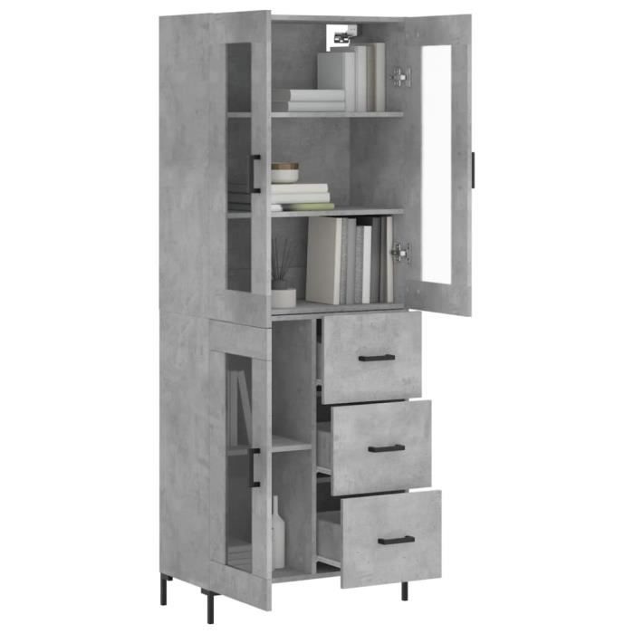 VidaXL Buffet haut Gris béton 69,5x34x180 cm Bois d'ingénierie 3198597