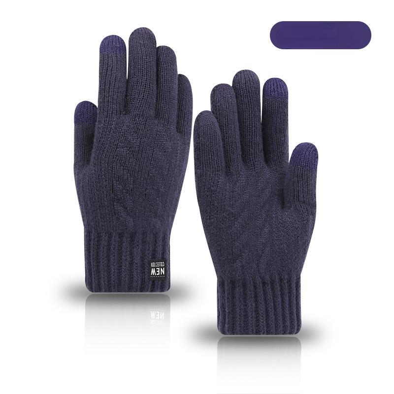 Gloves Winter Men Double Layer Fleece Lined Thick Driving Riding Cold Proof Thermal Knit Touchscreen Gloves Women