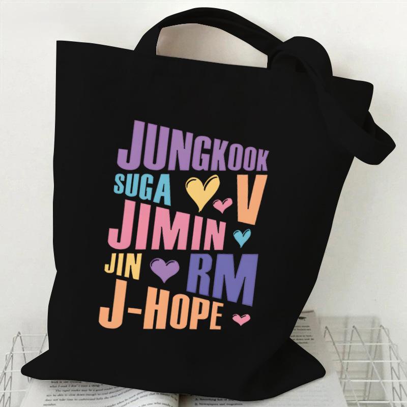 Korean Style Cartoon Print Tote Bag for Women Men Large Capacity Oxford Cloth Shoulder Crossbody Bag Fashionable Commute Backpack KTB
