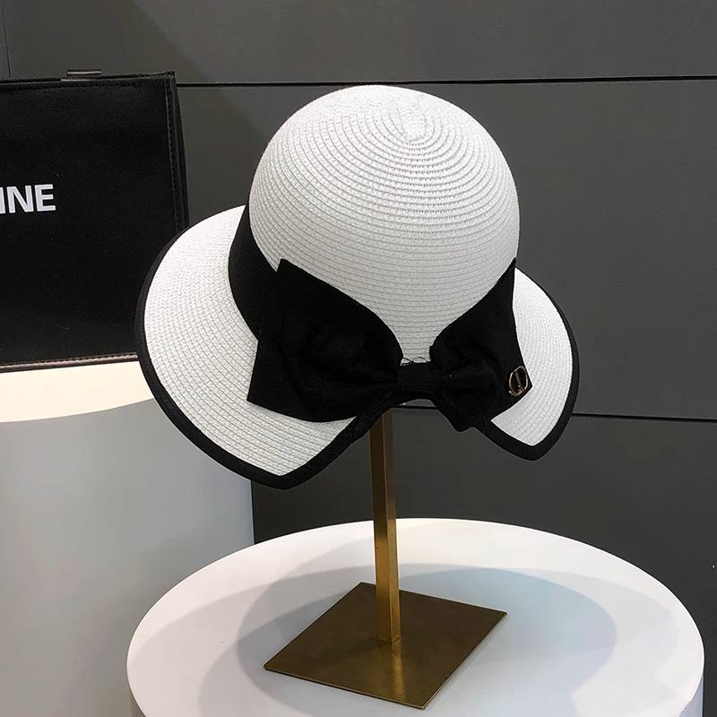 

Летняя шляпа из соломы с бантом, женская соломенная шляпа от солнца, новая крутая шляпа 2025 года, солнцезащитная шляпа с защитой от ультрафиолета Adjustable белый