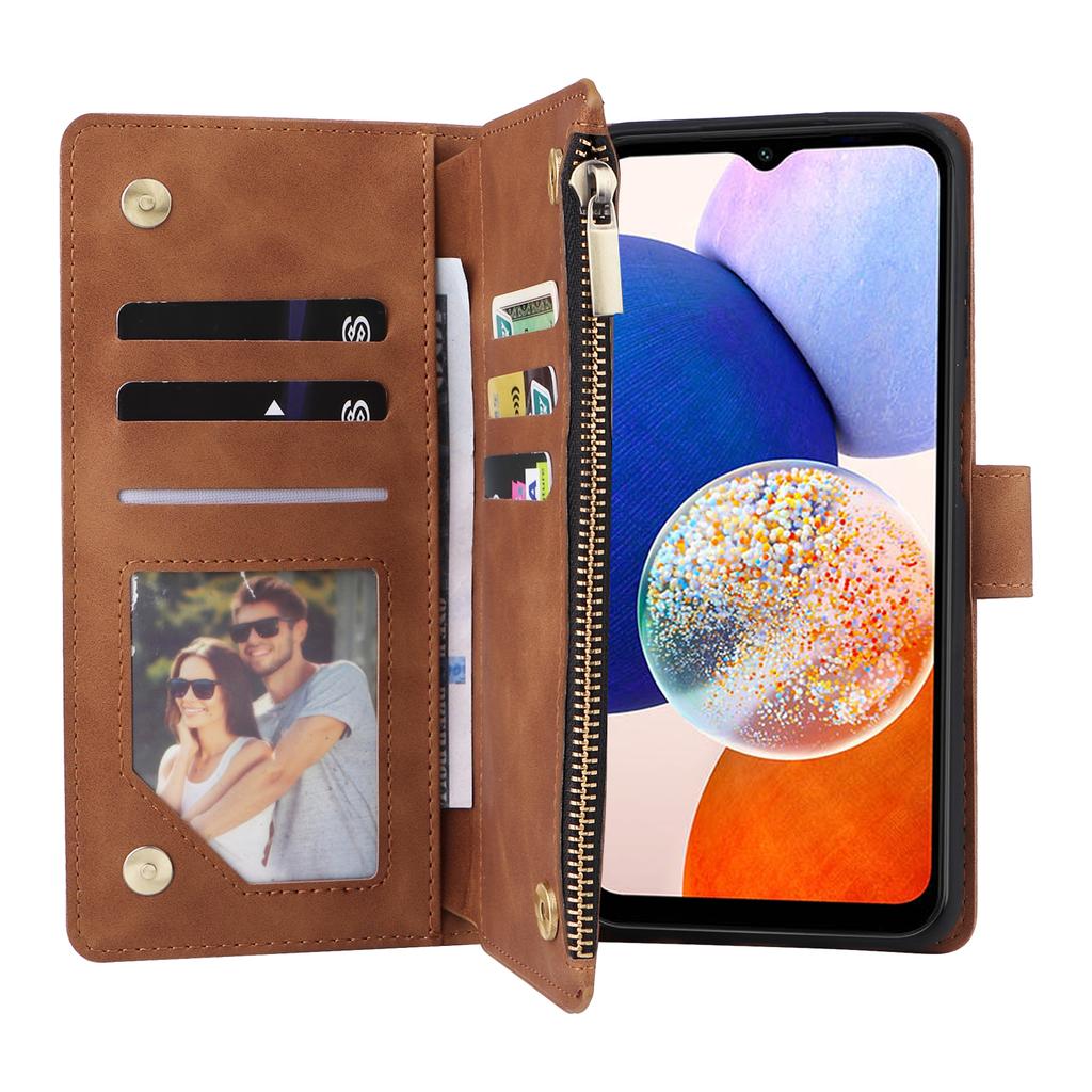 For Samsung Galaxy A54 5G Case Multiple Card Slots PU Leather Zipper Phone Cover