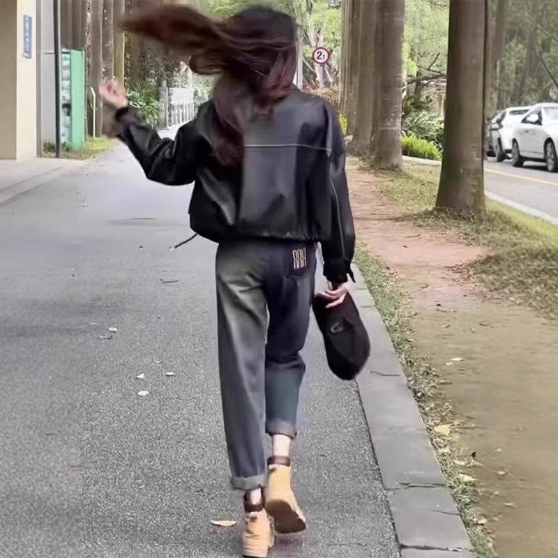 

Hong Kong Style Trendy Girl Embroidered Jeans: Autumn 2025 Hip-Hop High Street Fashion M синій