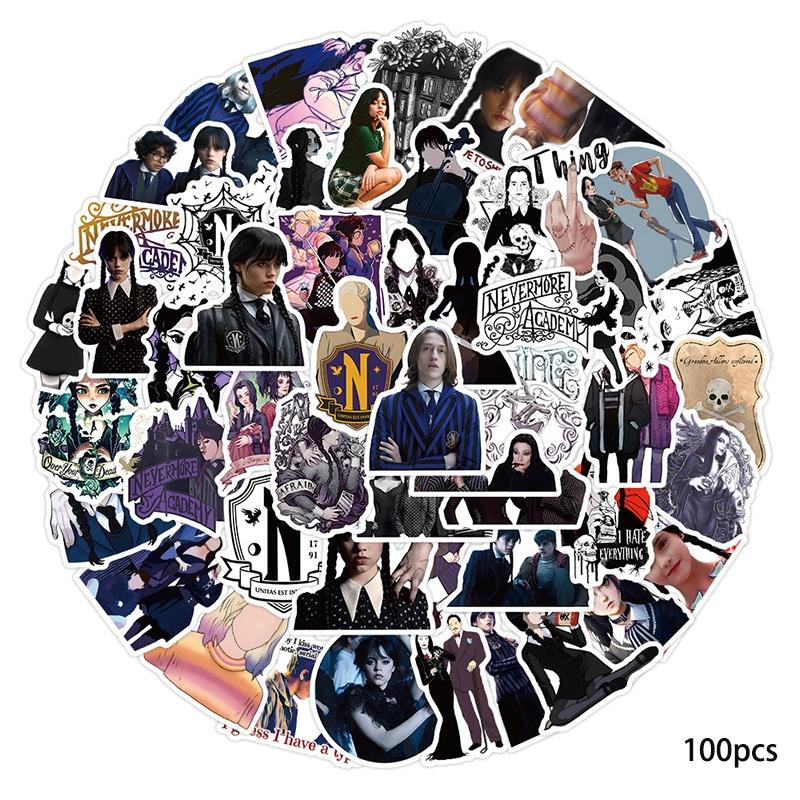 50100pcs Addams The Family Stickers Waterproof Reusable Gift Decor