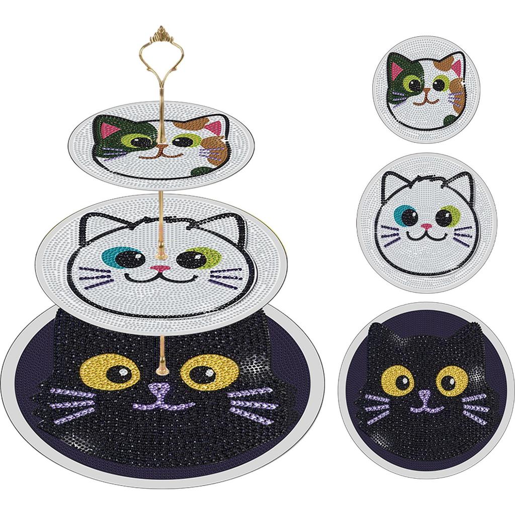 3 Tier Acrylic Diamond Cupcake Stand Tower DIY Diamond Painting Dessert Tray Kit Diamond Art Painting Cake Stand for Tea Party