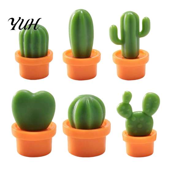Whiteboard Decoration Magnet 6Pcs Potted Cactus Refrigerator Magnets, Mini Kitchen Fridge Magnet, Memos Notes Photos Holder, Decorative Accessories