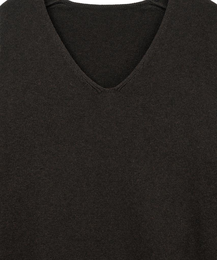 Jersey de punto NOIRER de cachemira y algodón con escote en V pronunciado (Marrón oscuro)