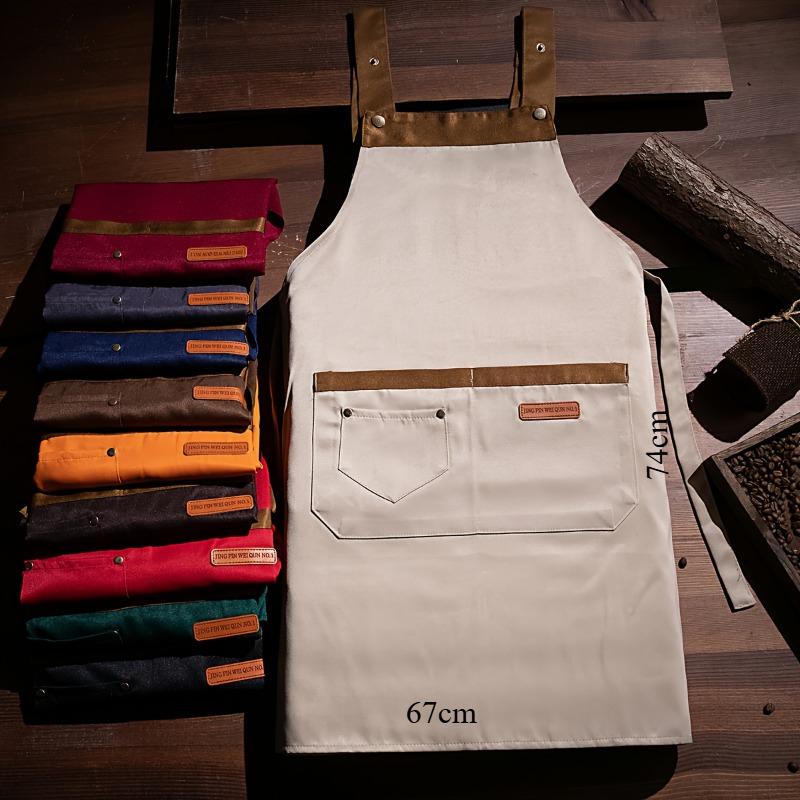 1pc Unisex Adjustable Apron with Pockets,Polyester 100% Non-Stretch, Regular Fit, Sleeveless, H-Shaped Hem, Woven for Cooking, Baking,Restaurant Staff