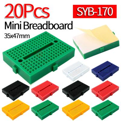 20 Peças SYB-170 Mini Placa de Protótipo Sem Solda 170 Furos Placa de Protótipo 35x47mm para Pequenos Kits DIY