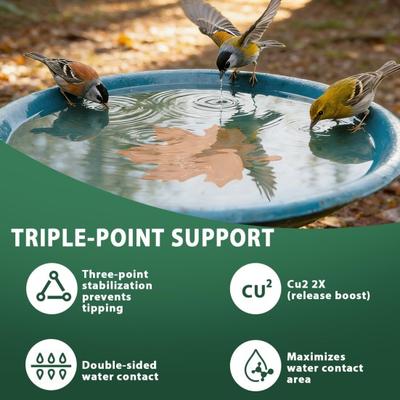 99.99% Pure Copper Bird Bath Disk 0.6mm Thick Water Cleaner with Triple-Point Support All-Season Maple Leaf Shaped Bird Bath Purification Disk