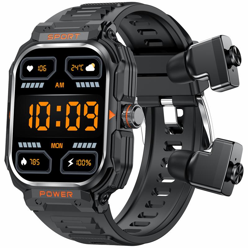 GT55 Headset Smart Watch 2.01inch Large Screen NFC TWS 2 In 1 Wireless Earphone Bluetooth Sport Earbuds Smartwatch