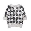 European & American Style Women's Sequin Embellished Knitted Sweater - New Fashion, Diamond Round Neck, Textured Design.