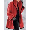 Cappotto da Donna Europeo e Americano Multicolore Girocollo Largo con Cappuccio in Lana - Moda Autunno/Inverno