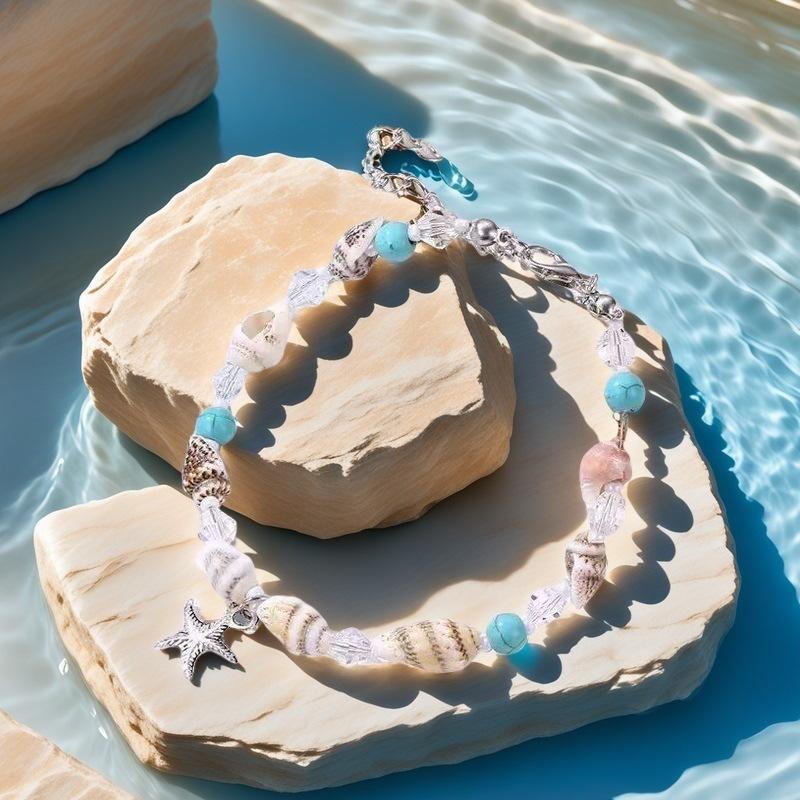 Seestern und Muschel Perlenarmband - Sommer Ozean Strand Charme - Süßer Schmuck für Accessoires