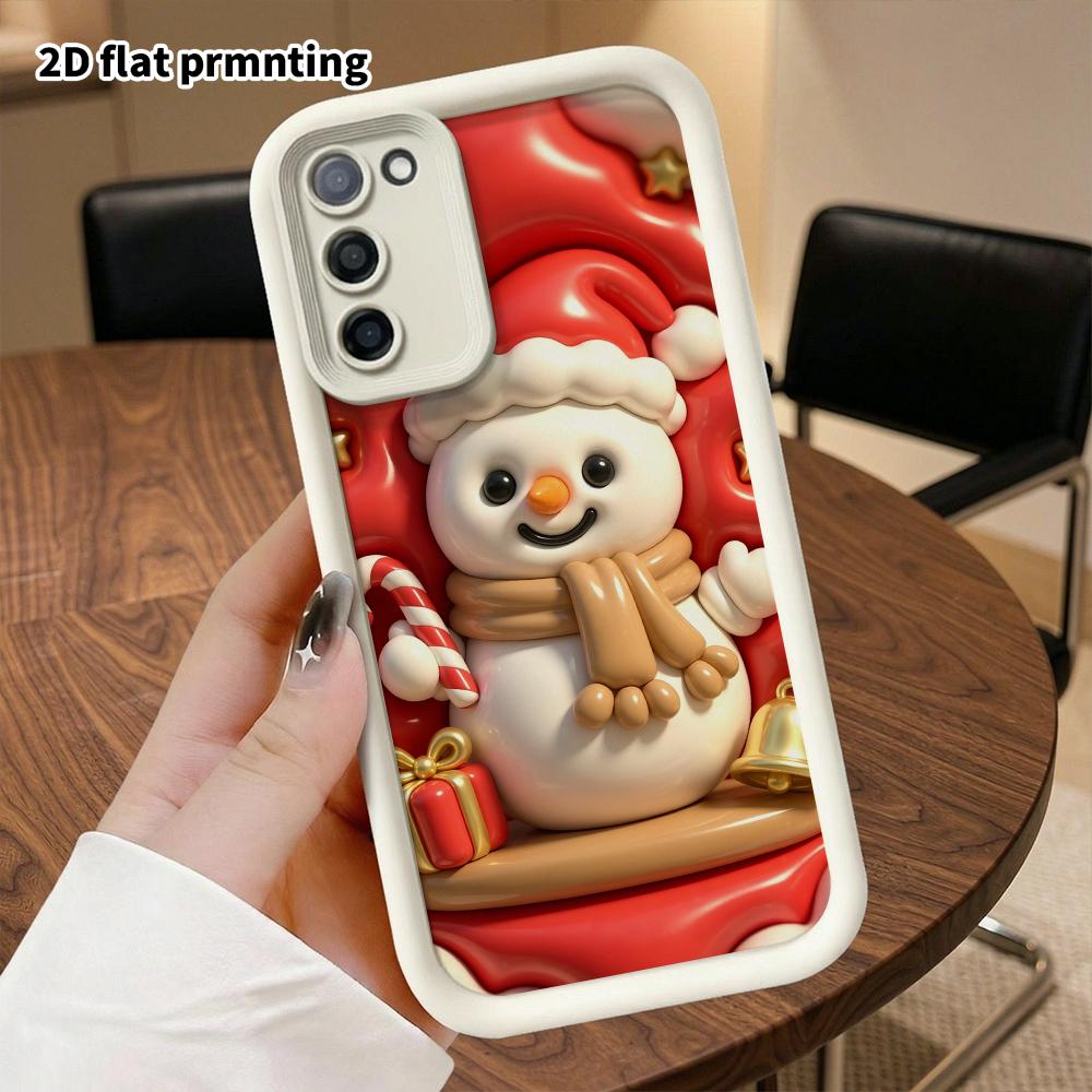 Phone case: 2D flat, suitable for Samsung Galaxy A34 A35 M05 M06 S20 S22 S21 FE Plus 5G protective case, Christmas snowman, perfect holiday gift for C