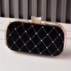 Women's Quilted Handbag Black Velvet Evening Party Bag Vintage Luxury Designer Diamond Clutch Crossbody Shoulder Wallet for Lady