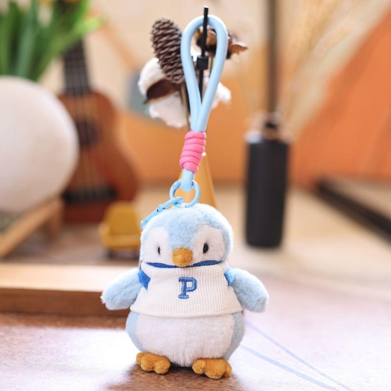 Tecknad Söt Liten Pingvin Plyschdocka Gosedjur Nyckelring Hänge Flickig Nyckelring Väska Hängande Ornament Par Tillbehör Gåvor