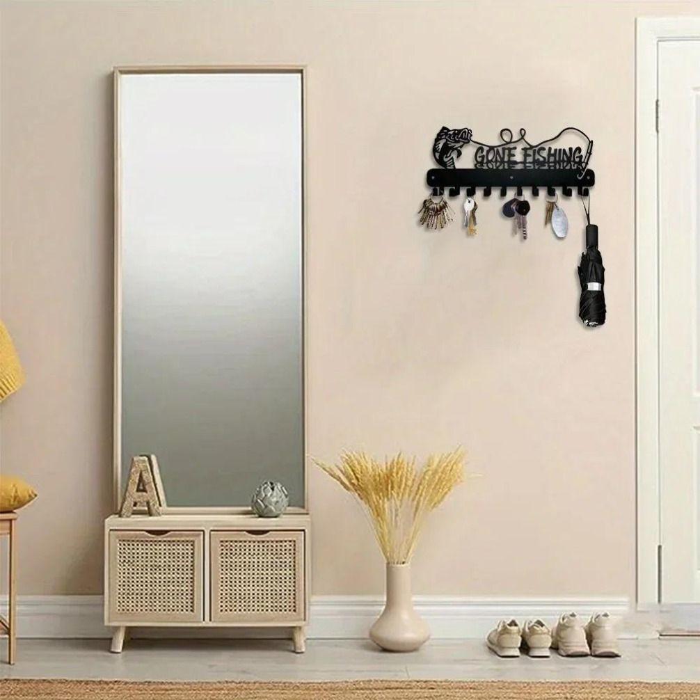 Wall Mount Metal Fish Key Hook Organizer Rustic Home Decor