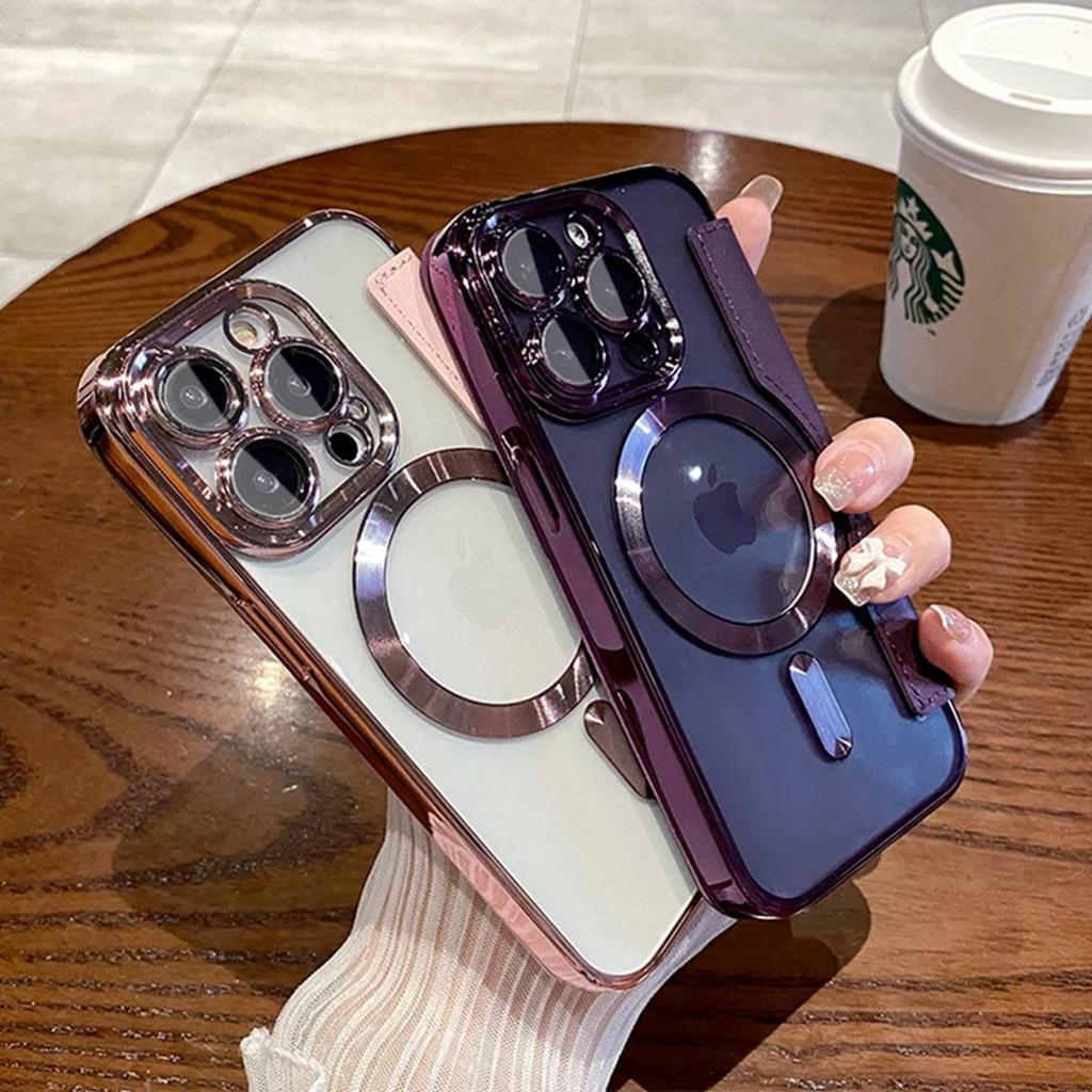 Módní kožený kryt Magsafe Case pro iPhone 15 14 12 13 Pro Max Magnetic Wireless Charge Transparentní silikonový kryt pro Samsung S24 S23 S22 Ultra