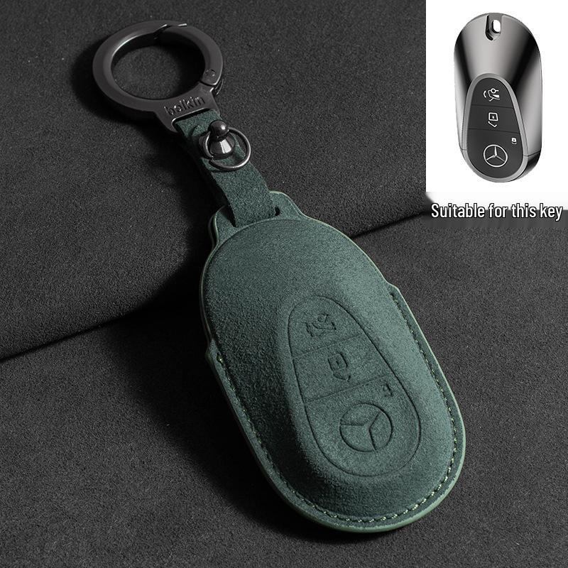 Mercedes Key Case with Alcantara, Compatible with E-Class, S-Class, C-Class, B-Class, GLC, GLB—Full Coverage Protection
