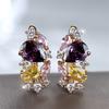 Multicolor Water Drop Stone Purple Crystal Hoop Earrings For Women Vintage Gold Color Ear Buckle Wedding Jewelry Engagement Gift