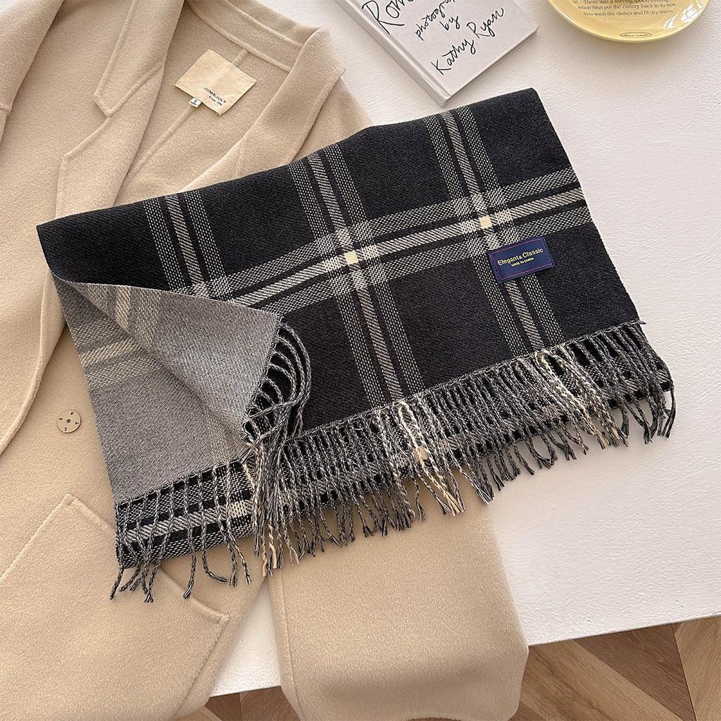 Autumn New Style Imitation Cashmere Simple Striped Scarf Fashionable Warm Couple Student Scarf Thickened Shawl