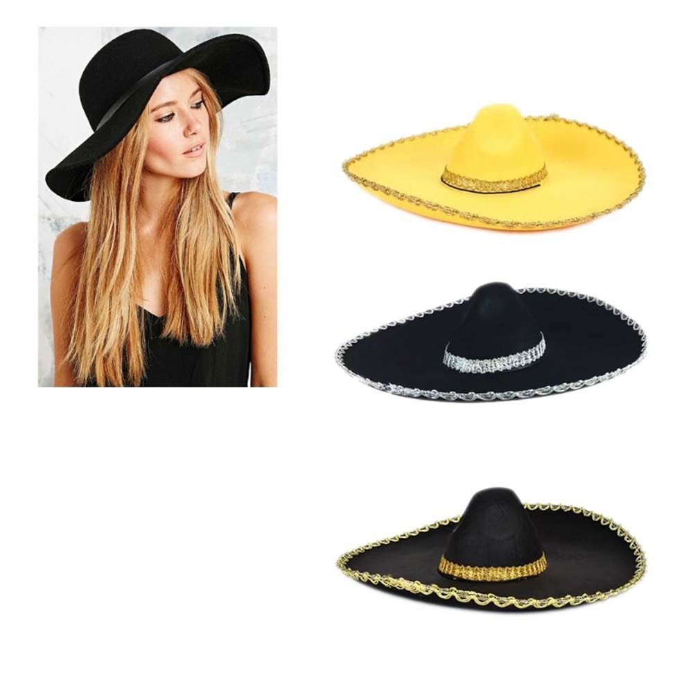 Rolled up Brim Sombrero Hat Large Sun Hat Mexican Caps Beach Hats Mexico Hat Costume Accessories